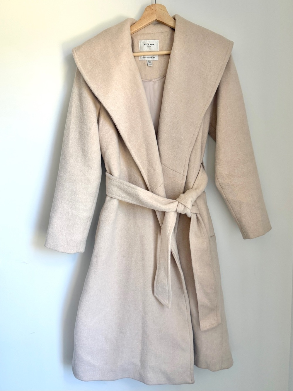 Ever New Petite Amy Shawl Collar Wool Blend Coat – Cream – US 6 Petite